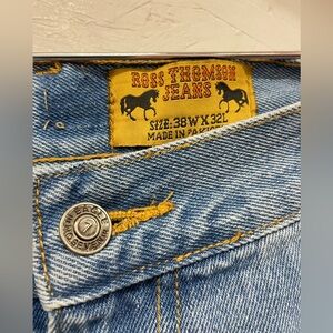 Vintage Ross Thomson 5-Pocket Light Wash Straight Jeans, Size 38” Waist, Hemmed